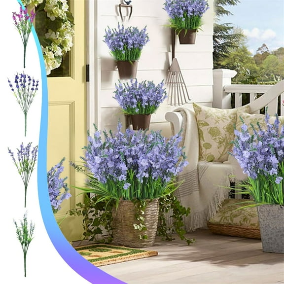 Artificial Lavender Plants with Spring Grass for Wedding Decor and Home Scenery Living Room Dining Table Centerpiece Outdoor Greenery Decoration Topliu