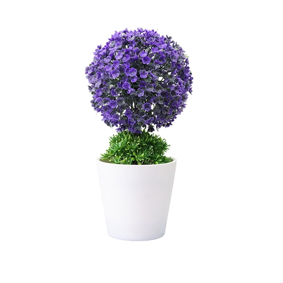 Artificial Lavender Topiary Ball Tree,Faux Potted Plants Artificial Shrubs Bushes with Flowers,Fake Evergreen Artificial Topiary for Indoor Outdoor Home Front Porch Decor