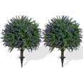 thumbnail image 1 of Artificial Lavender Topiary Ball Trees with Ground Spikes, 23.6 Inch UV Resistant Faux Shrub Bushes Artificial Boxwood Topiary for Indoor Outdoor Front Porch Garden, 1 of 6