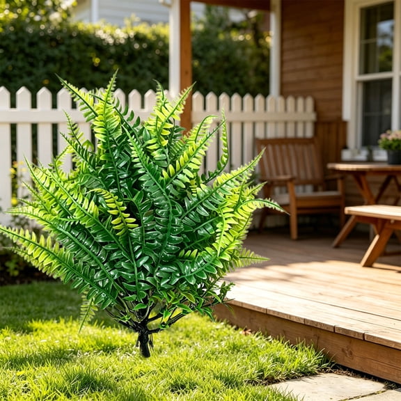 Artificial Lavender Topiary Tree, Faux Shrub Bush with Ground Spikes, Spring Artificial Fern with Ground Stakes, Fake Evergreen Plant