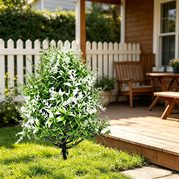 Artificial Lavender Topiary Tree, Faux Shrub Bush with Ground Spikes, Spring Artificial Fern with Ground Stakes, Fake Evergreen Plant