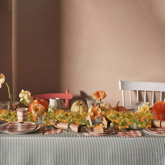 Artificial Leaf Garland Rattan Hanging Decor, Fall Maple Leaf for Indoor Wall, Mantel, or Christmas Party, Polyester Material, Length 175cm, Festive Ambiance