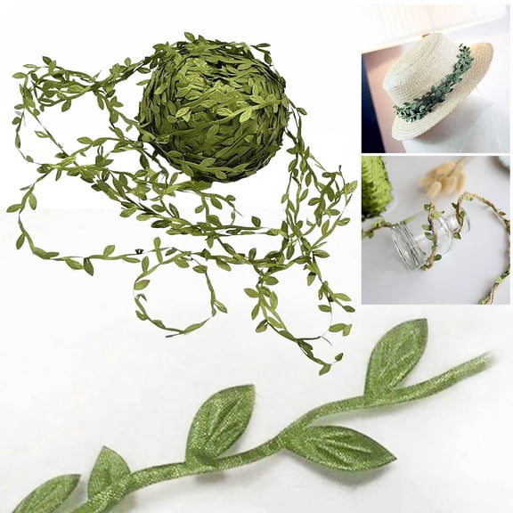Artificial Leaf Ribbon String | 50 Meter Fabric Vine Garland for Wedding Decorations, Party Backdrops, and Home Decoration | Reusable & Washable Faux Greenery for Crafts and Floral Arrangements