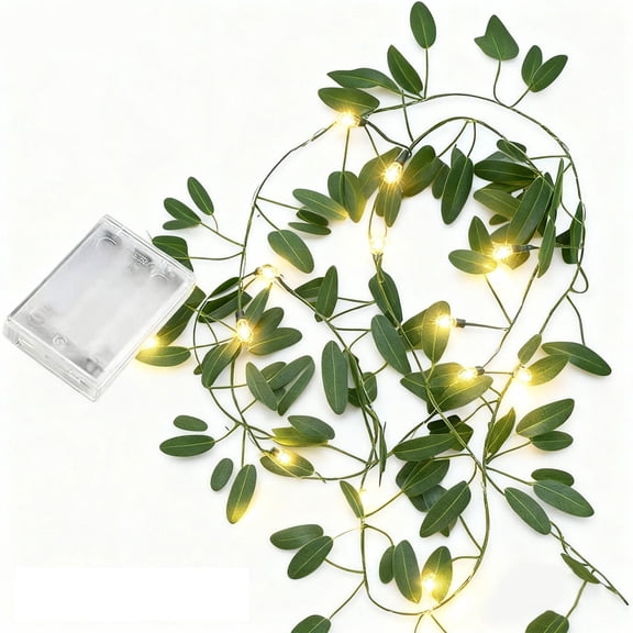 Artificial Leaf Vine String Lights, Faux Greenery LED Light Garland, Cosmug Decorative Hanging Vines, for Wall Decor, Window Trim and Party Backdrop, 2 Pack