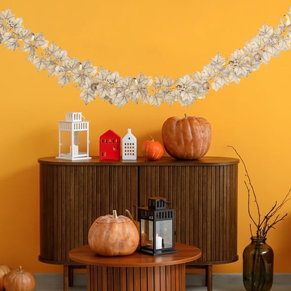 Artificial Leaf Wreath 68.89In Fall Decorations for Home Thanksgiving Wreath Maple Leaf Wreath Hanging Ivy for Fireplace Mantel Stair Window Halloween Party Decor