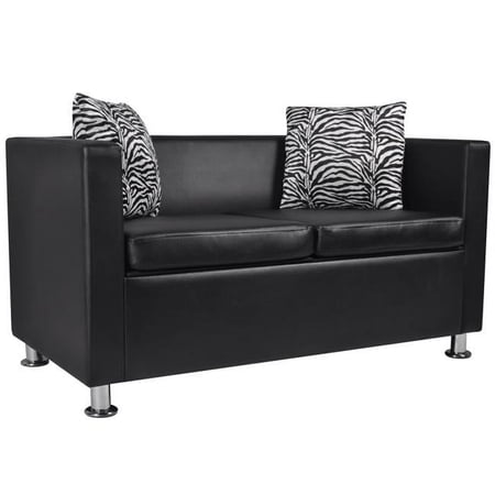 Artificial Leather 2-Seater Sofa, Black