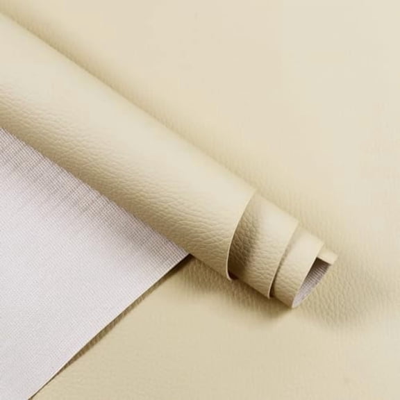 Artificial Leather Fabric Marine Vinyl Material Synthetic Fabrics Soft and Wear-Resisting Hypoallergenic for DIY Upholstery Easy to Clean (2Yard, Beige)