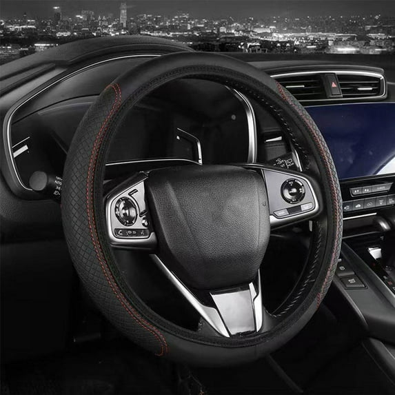 Artificial Leather Steering Wheel Cover with 3D Embossing Technology, Fits 14.5 to 15 Inch Wheels, No Inner Structure Design