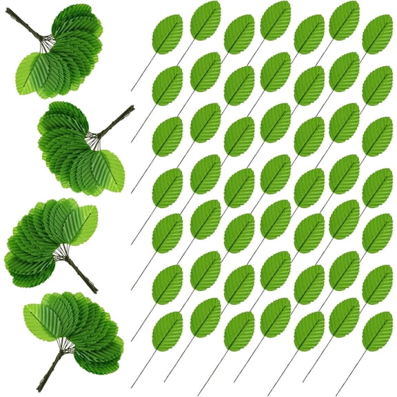 Artificial Leaves 200 Pcs Fake Single Green Leaves Crafts Decoration for Wedding Bouquets