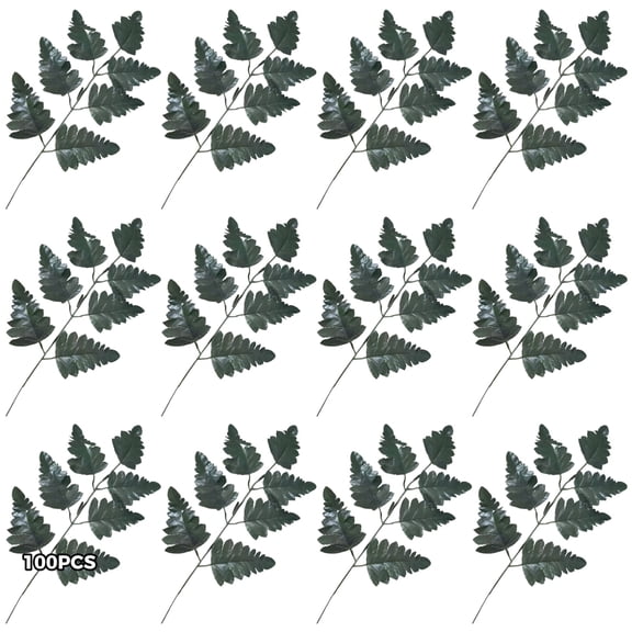 100 Artificial Green Leaves, Bulk Silk Rose Leaves, DIY Wedding Bouquet Centerpiece, Bridal Party Decor, Rose Vine Wreath Material (Dark Green, 40cm)