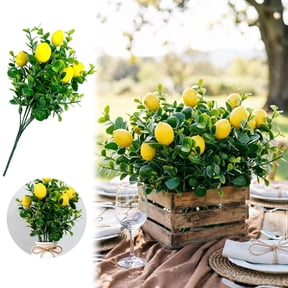 Artificial Lemon Bouquet Greenery Stem with Realistic Yellow Lemons Floral Arrangement for Home Kitchen Decor Wedding Centerpieces and Photography Props