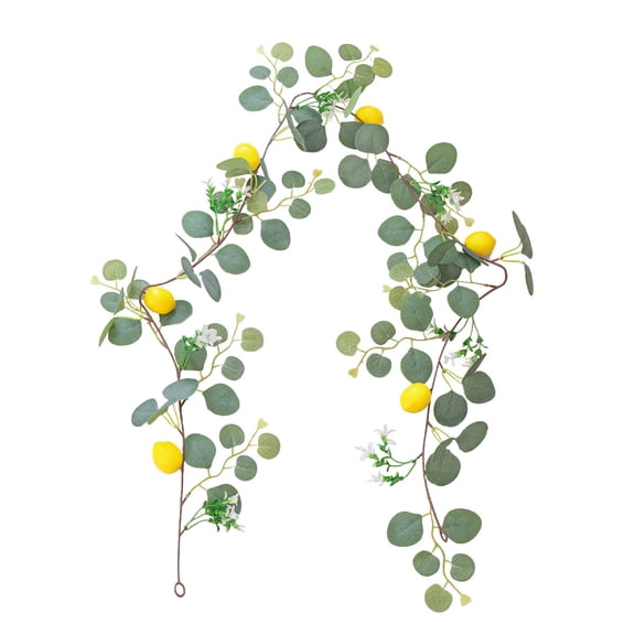 Artificial Lemon Branch 36 Greenery Garland Faux Eucalyptuss Leaf Vine for Wedding Mantel Decor Plastic Fake Lemon Twig for Dining Table Living Room Kitchen Shelf Centerpiece