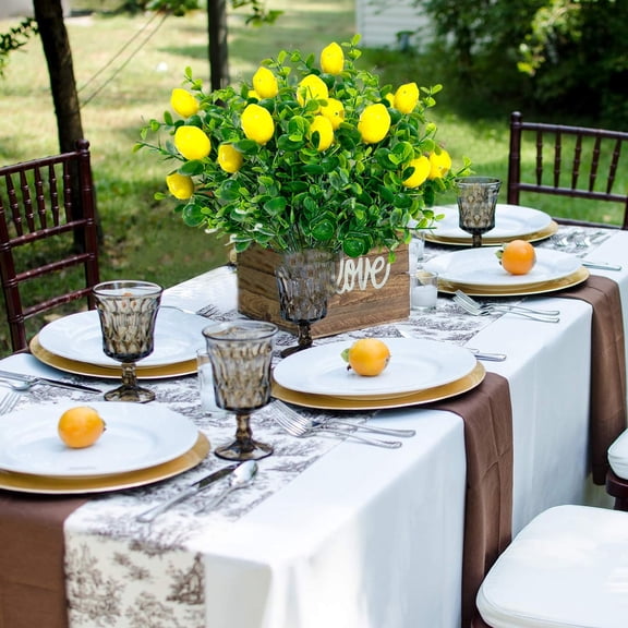 Artificial Lemon Branch, Faux Greenery with 7 Yellow Lemons for Kitchen Table Decor, Dining Table Centerpiece, Counter, Vase, Garden, Spring Home Decor