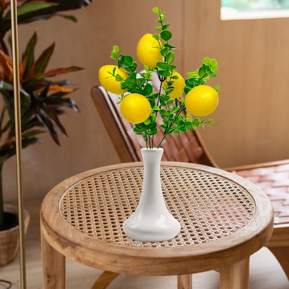 Artificial Lemon Branch | Faux Lemon Fruit Decor | Lifelike Lemon Twig with Leaves | Home Decoration Centerpiece | Kitchen Table Decor | Wedding Party Centerpiece | Dining Room Decor