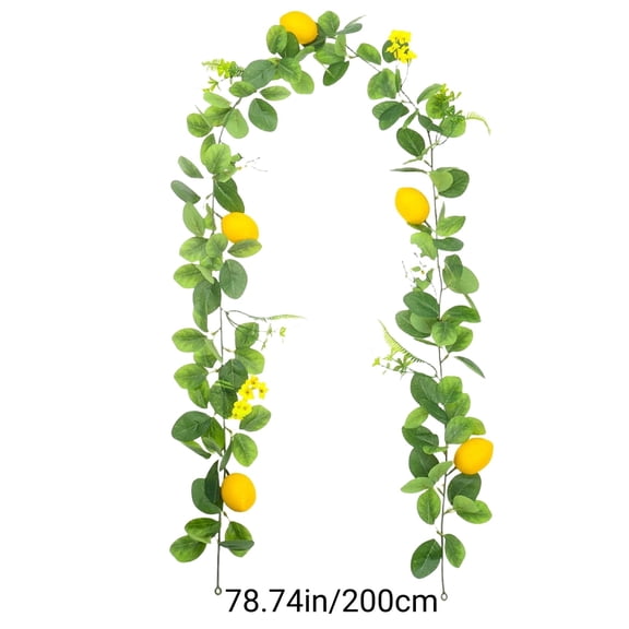 Artificial Lemon Garland Spring Summer Faux Fruit Vine Garlands with Greenery for Door Wall Mantle Wedding Party Table Decorations