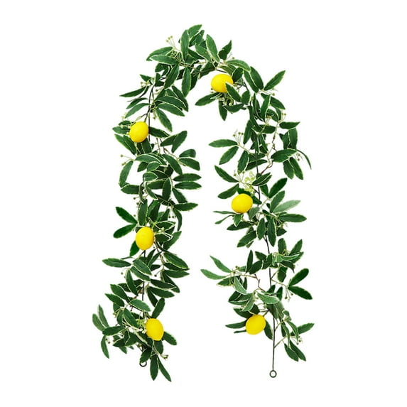 Artificial Lemon Rattan Garland 68.9in Plastic Vine Decoration for Indoor Outdoor Wedding Christmas Valentine's Day (Green/B)