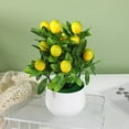 thumbnail image 1 of 12-mesh Artificial Lemon Potted Plant - Realistic Green Artificial Flower Bonsai with Pot, Lemon Fruit Decor for Home or Office, 1 of 5