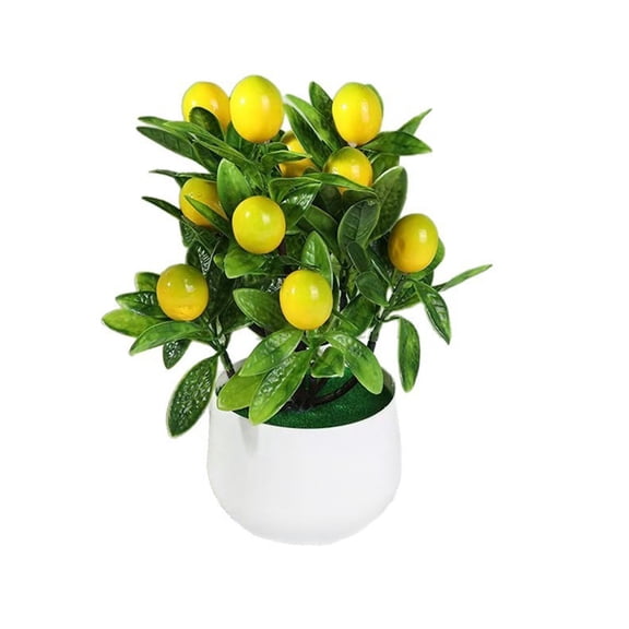 Artificial Lemon Tree Potted Plant Realistic Faux Fruit Plant with Ceramic Pot for Home Office Indoor Decoration Desk Tabletop Arrangement