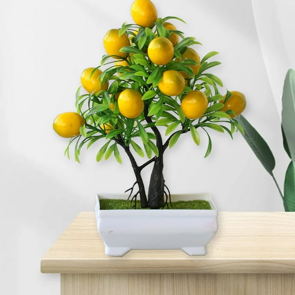 Artificial Lemon Tree Potted Plants, 9.4 Inch Artificial Fruit Bonsai Tree Lemon Decor, Yellow Lemon Decorations for Home Kitchen Decor, Mini Fake Plant for Indoor Outdoor Clearance
