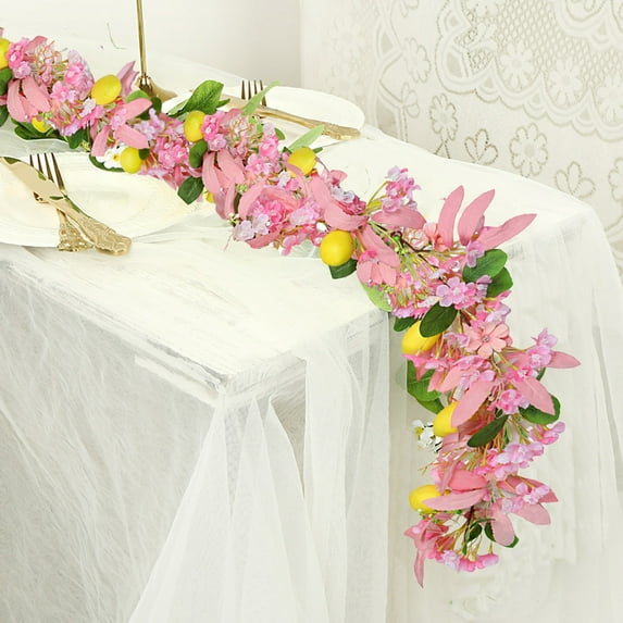 Artificial Lemon Vine 71in Faux Lemon Garland with Green Leaves Spring Summer Table Decor for Home Kitchen Wedding Party Holiday Decoration