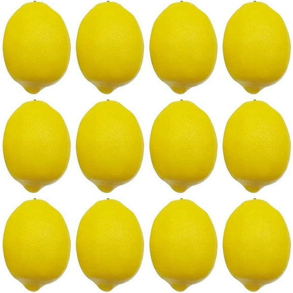 Artificial Lemons Plastics Lemons Yellow for Home Kitchen Photography Prop Decoration ( 3.72.5in 12pcs)