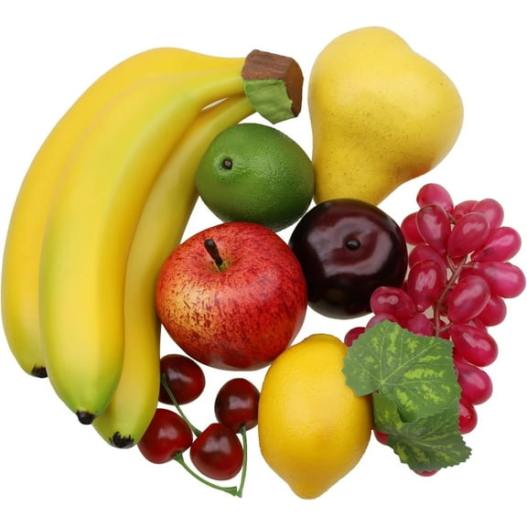 Artificial Lifelike Apple Brin Banana Grape Lemon Pear Fake Fruit Toy Home Christmas Party Decoration - 8 Fruits