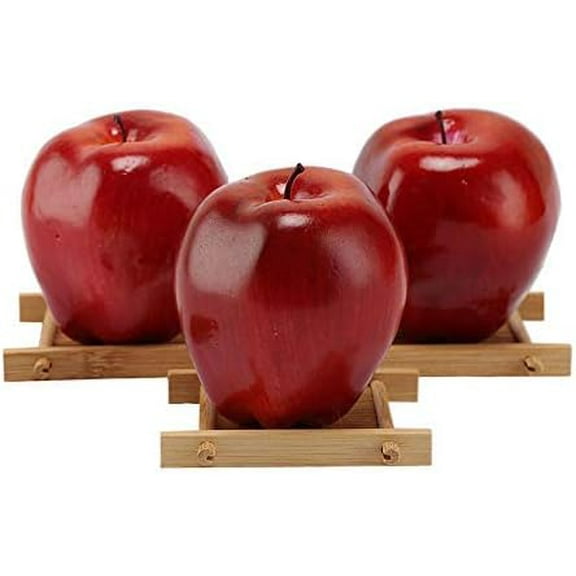 Artificial Lifelike Simulation Apples Decorative Red Fruit for Home House Kitchen Thanksgiving Christmas Party Decoration, 3 Pack