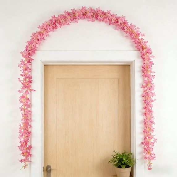 Artificial Lilac Flower String Garland, Colorful Silk Fabric Vine for Indoor Outdoor Party Decor, Wedding Arch Swag and Wall Hanging Decoration