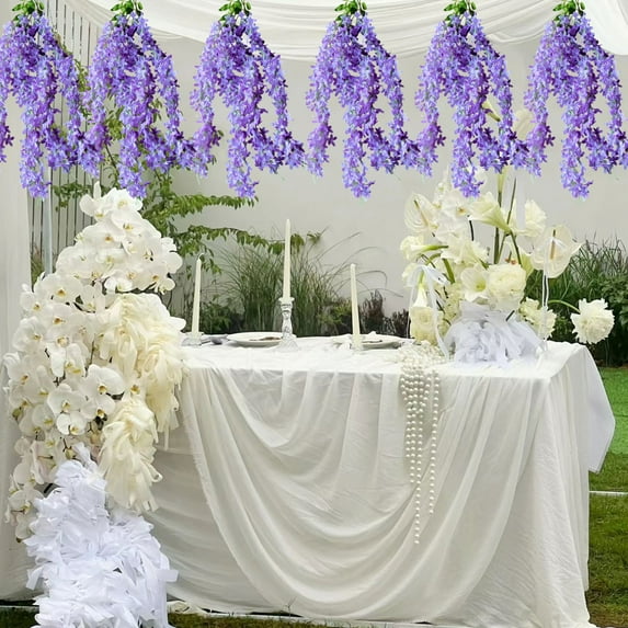 Artificial Lilac Flowers, Plastic Hanging Vine Garland, Wedding Arch Ceiling Decor, Multicolor Fake Flower Strings, Home Office Party Decoration, Realistic Floral Arrangement