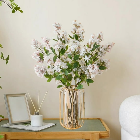 Artificial Lilac Flowers, Realistic Silk Fake Floral Branches for Home Decor Indoor Outdoor, Bendable Stems with Lifelike Buds