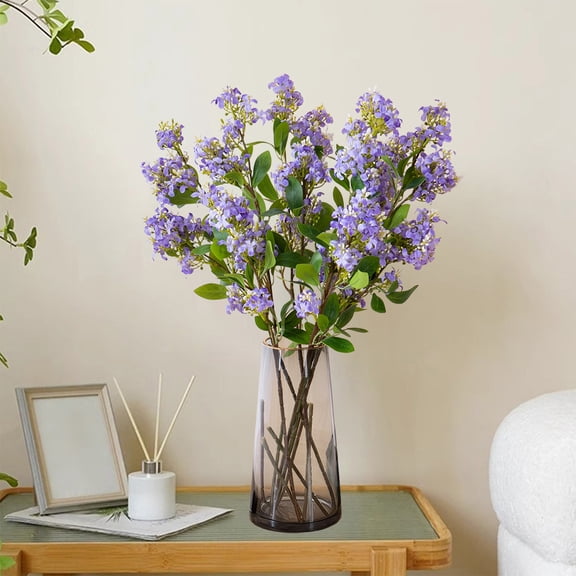 Artificial Lilac Flowers, Realistic Silk Fake Floral Branches for Home Decor Indoor Outdoor, Bendable Stems with Lifelike Buds