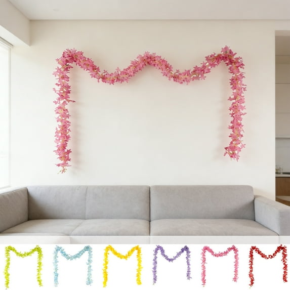 Artificial Lilacs Flower Vines Garland, 6-Foot Plastic Floral String With Green Leaves For Home Decor, Indoor And Outdoor Decoration For Wedding, Party, And Festival Events