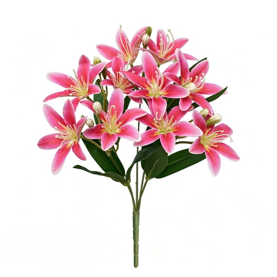 Artificial Lilies Flower Ornaments for Home, Hotel, Wedding Decor and Perfume, Plastic, 13.77 Inches