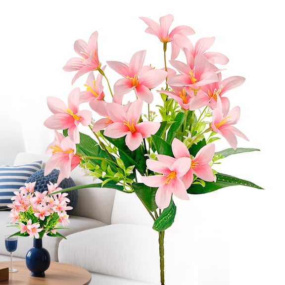 Artificial Lilies Flowers, 18 Heads Silk Easter Lily Bouquet Faux White Flowers for Wedding Centerpieces, Cemetery Decorations, Home Indoor Table Vase Decor