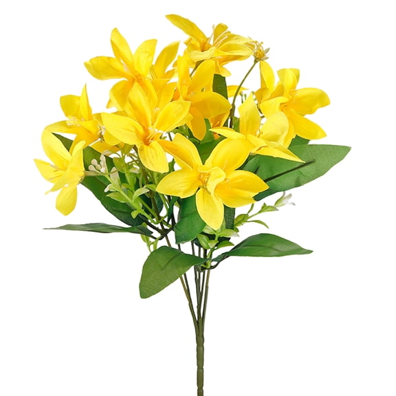 Artificial Lilies Flowers,Faux Lily Flower,13''Tiger Lily 6 Branch with 18 Full Blooms, Faux Fake Lilies Plants for Wedding Bouquet Home Party Indoor Floral Arrangements,Multi-color Lily,Yellow