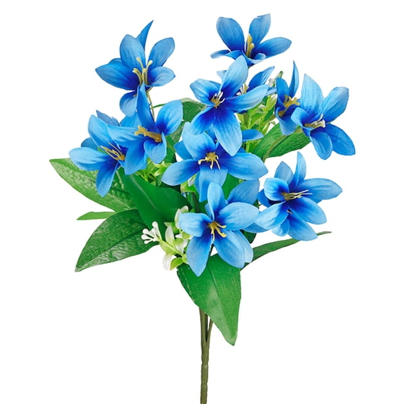 Artificial Lilies Flowers,Faux Lily Flower,13''Tiger Lily 6 Branch with 18 Full Blooms, Faux Fake Lilies Plants for Wedding Bouquet Home Party Indoor Floral Arrangements,Multi-color Lily,Blue