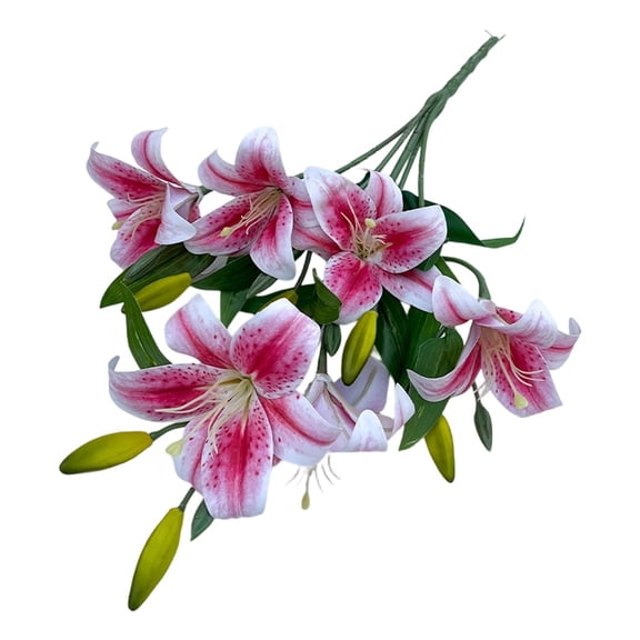 Artificial Lilies, Realistic Fake Flowers with 6 Heads 6 Buds for Wedding Decor, Home Decor, Centerpieces, DIY Bouquets, Vase Filler, Party Decorations