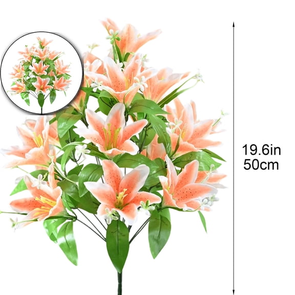 Artificial Lily Bouquets, Silk Faux Easter Lilies with 18 Heads, Realistic Spring Flowers for Wedding Centerpieces, Home Vase Decor, Party & Event Arrangements