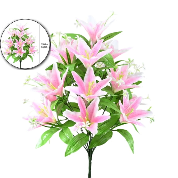 Artificial Lily Bouquets, Silk Faux Easter Lilies with 18 Heads, Realistic Spring Flowers for Wedding Centerpieces, Home Vase Decor, Party & Event Arrangements