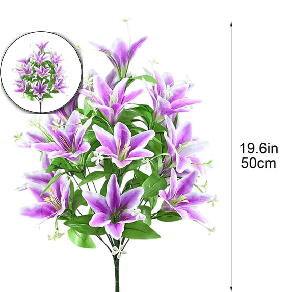 Artificial Lily Bouquets, Silk Faux Easter Lilies with 18 Heads, Realistic Spring Flowers for Wedding Centerpieces, Home Vase Decor, Party & Event Arrangements
