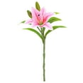 thumbnail image 1 of Artificial Lily Branch with Stem Green Leaves Home Wedding Party Faux Flower Floral Arrangement Indoor Outdoor Decoration Photo Props-Light Pink, 1 of 8