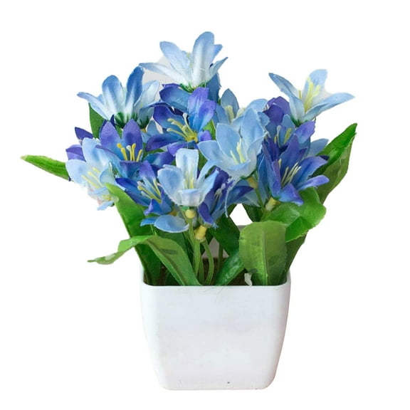 Artificial Lily Flower Plant Home Garden Office Cafe Wedding Party Bonsai Decor Blue Plastic