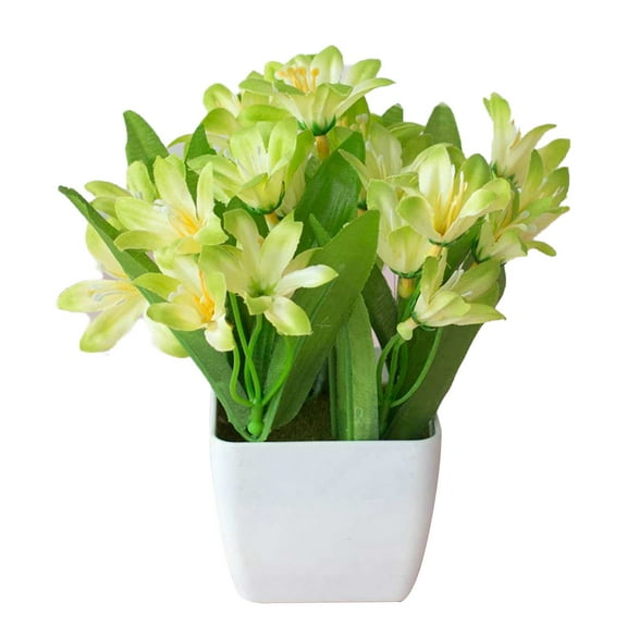 Artificial Lily Flower Plant Home Garden Office Cafe Wedding Party Bonsai Decor Green Plastic