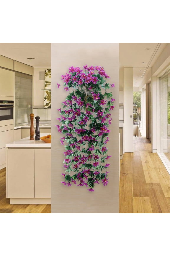 Artificial Lily Flower Wall Hanging - Rattan Basket Decor with Silk Flowers for Indoor/Outdoor Wedding, Party, Home Decor - Pink, White, Red - 13.78x13.78x1.18in