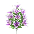 thumbnail image 1 of Artificial Lily Flowers Arrangement - 18 Stems Realistic Fake Silk Lily Bouquet for Home Office Decor, Wedding Centerpiece, Vase Floral Display, No Maintenance (Purple Not Vase), 1 of 6