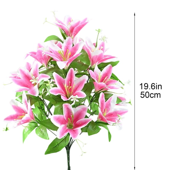 Artificial Lily Flowers Arrangement - 18 Stems Realistic Fake Silk Lily Bouquet for Home Office Decor, Wedding Centerpiece, Vase Floral Display, No Maintenance (Rose Pink Not Vase)