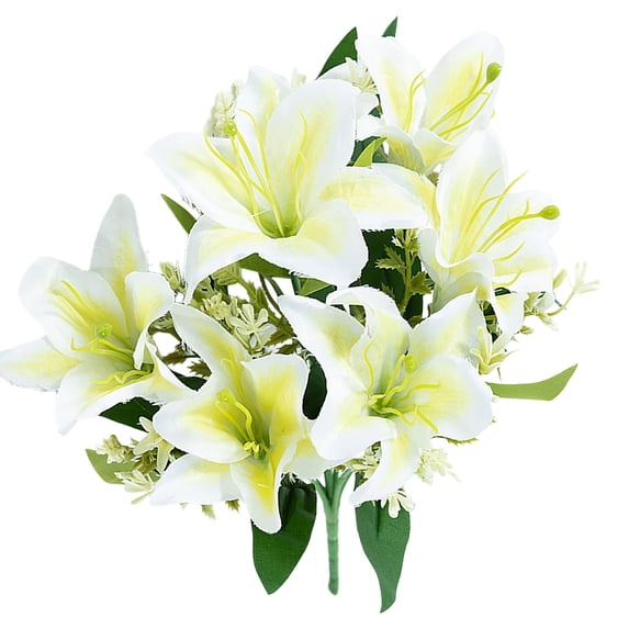 Artificial Lily Flowers Bouquet, Faux Floral Arrangement for Wedding Party & Home Decor