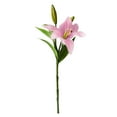 thumbnail image 1 of Artificial Lily Flowers, Pink Fake Realistic Lilies, Single Stem 3-Head Faux Flowers for Garden Porch Home Wedding Party Decor, No Maintenance Required, 1 of 3