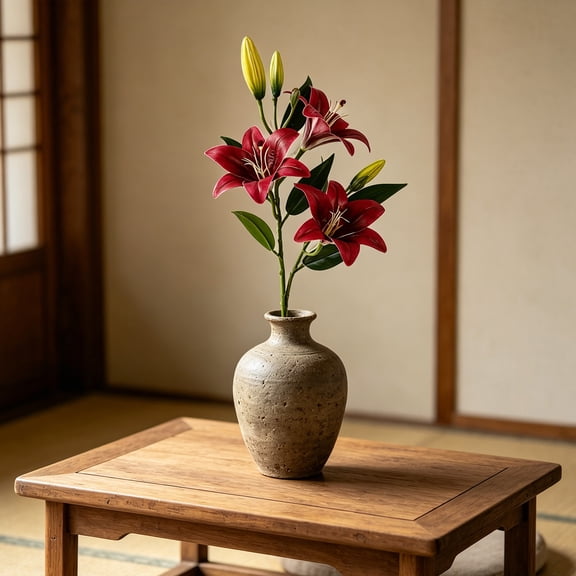 Artificial Lily Flowers, Realistic Faux Floral Arrangement Ornaments for Home and Hotel Use, Maintenance Free Wedding Decor, Lifelike Decorative Flower Pieces for Indoor Outdoor Display