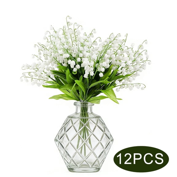 Artificial Lily of the Valley Stems - White Bell Flowers for Wedding Bouquets and Home Garden Decor,12 Pcs